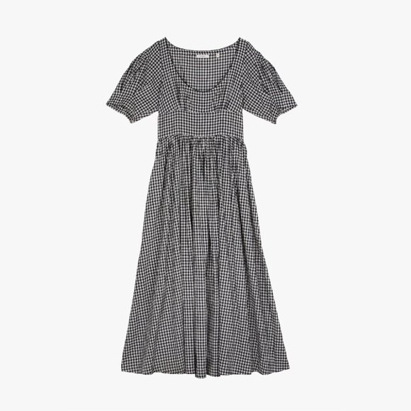 NWT DOEN Kennedy Gingham Maxi Dress Boho Puff Sleeve Black & White Size Small - Picture 10 of 16